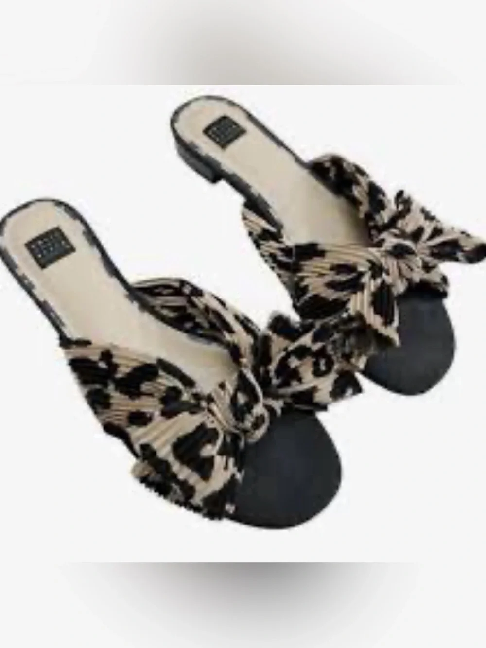 White House Black Market Liv Leopard Print Crinkle Slides - NWOT